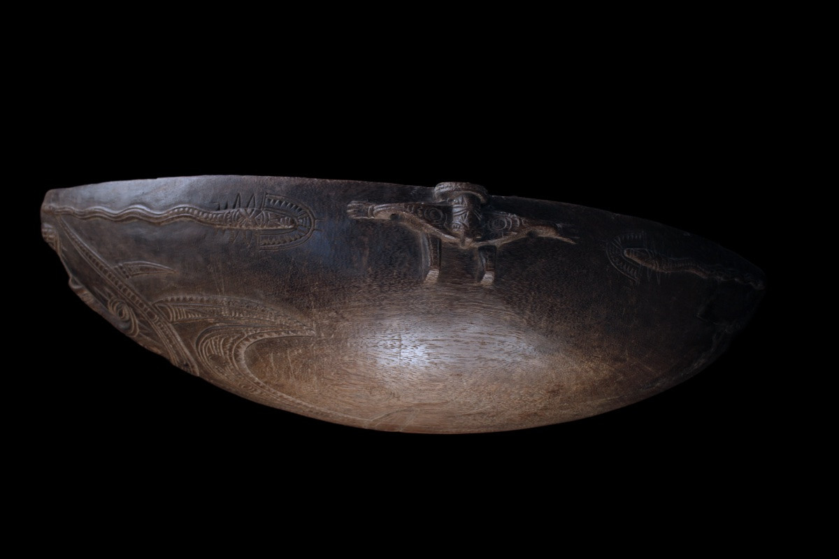Siassi Bowl, Oceanic Art, Tribal Art, Papua New Guinea, Pacific Art, 101 Cm-photo-1
