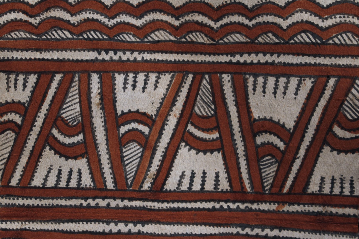 Tapa, Art Océanien, Art Tribal, Arts Premiers,  Océanie, étoffe traditionnelle, 87 x 34 cm-photo-2