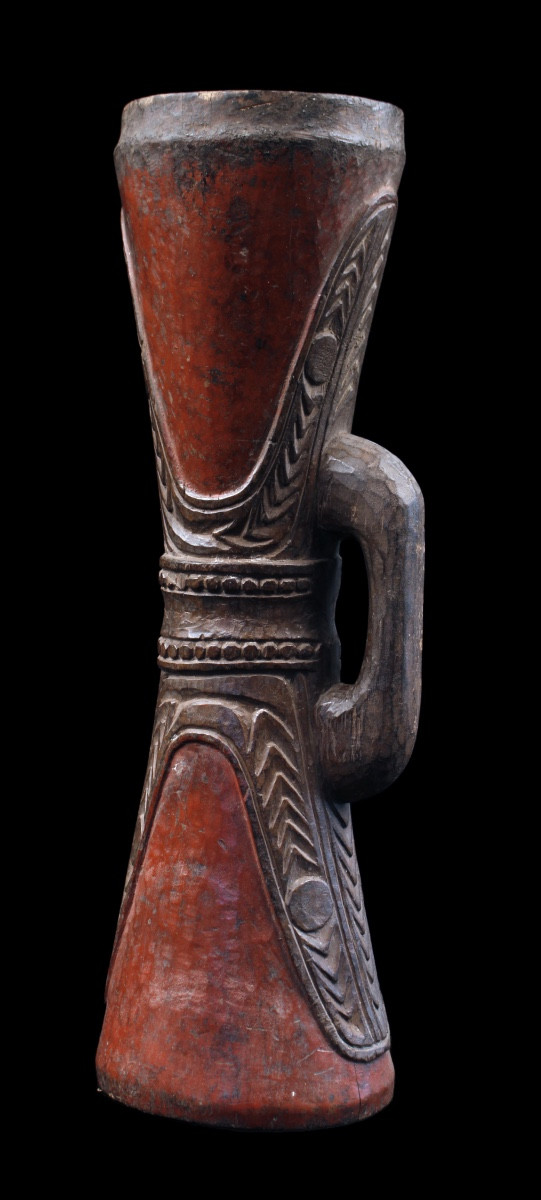 Hand Drum, Traditional Instrument, Oceanic Art, Tribal Art, Oceania, 48 Cm