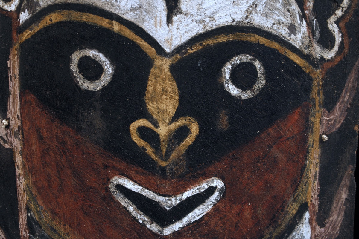 Ecorce Peinte, Art Premier, Art Océanien, Art Tribal, peinture sur écorce, 94 cm-photo-2