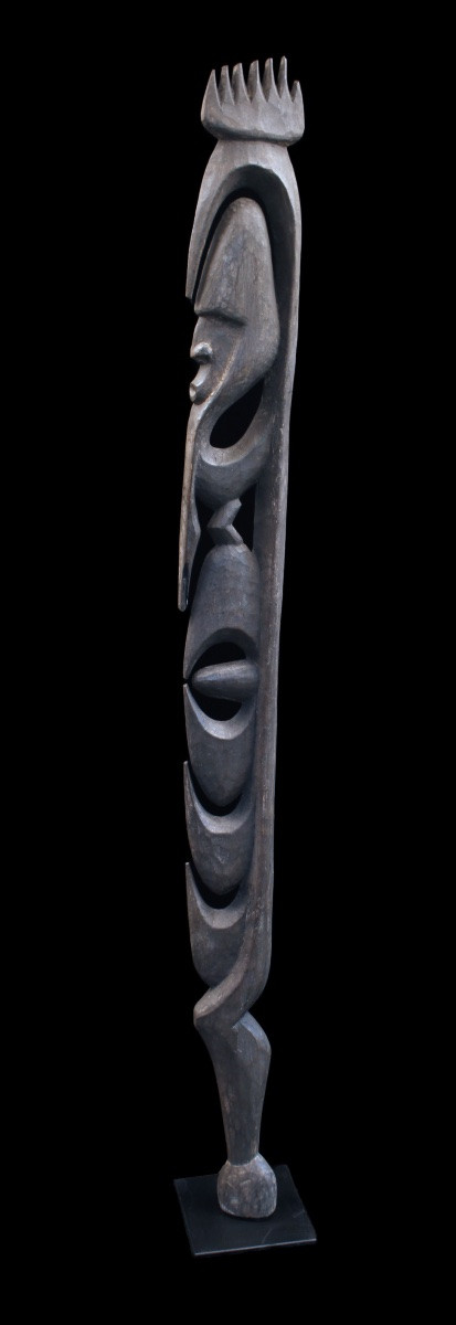 Yipwon Cult Figure, Tribal Art, Oceanic Art, Oceania, Wooden Sculpture, 136 Cm-photo-4