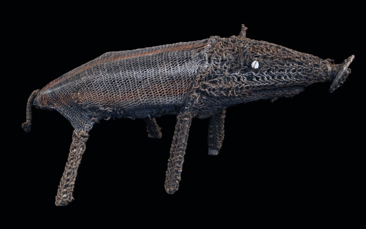 Amulette cochon, Figure De Culte tressée, Art Tribal, Papouasie Nouvelle Guinée, Océanie, 63 cm-photo-3