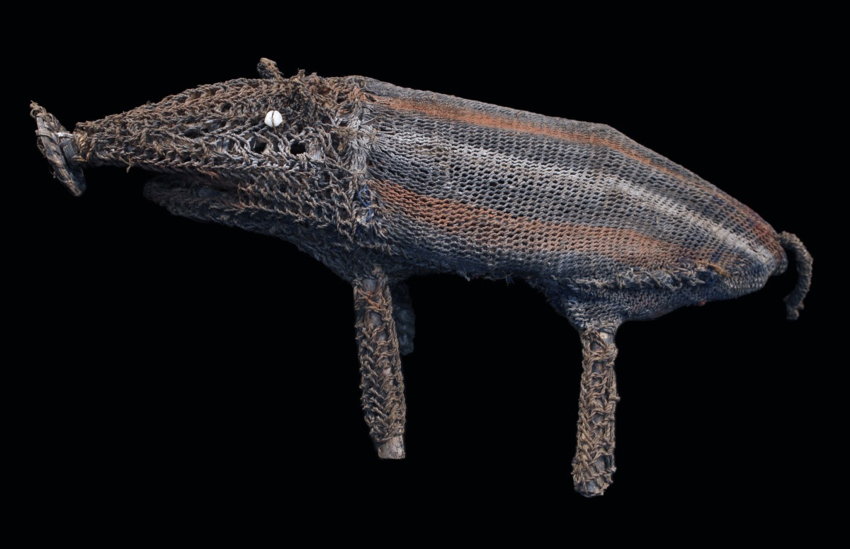 Amulette cochon, Figure De Culte tressée, Art Tribal, Papouasie Nouvelle Guinée, Océanie, 63 cm-photo-2