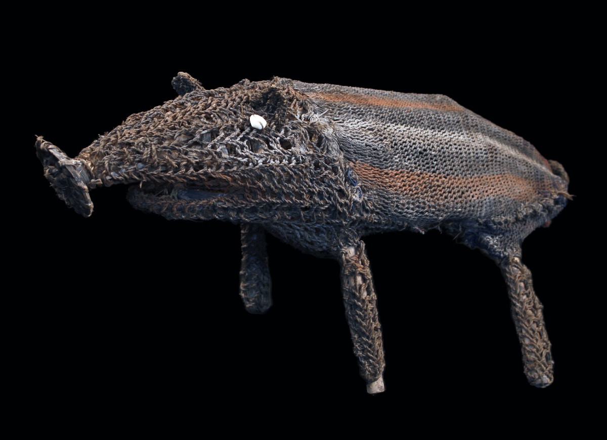 Amulette cochon, Figure De Culte tressée, Art Tribal, Papouasie Nouvelle Guinée, Océanie, 63 cm-photo-3