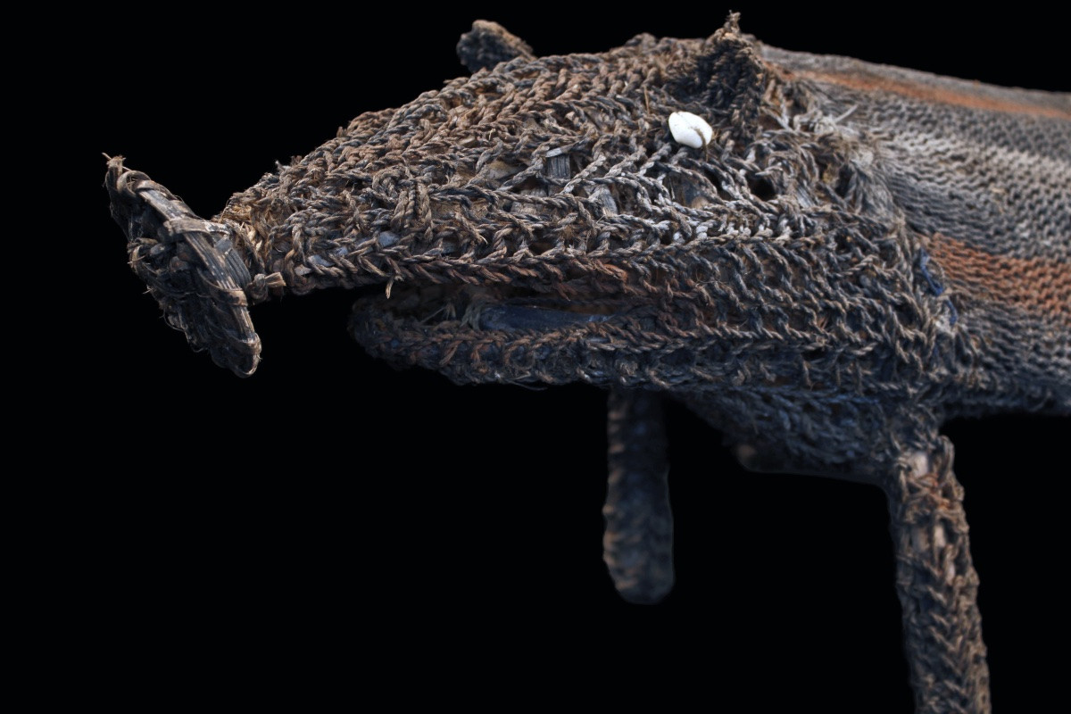 Amulette cochon, Figure De Culte tressée, Art Tribal, Papouasie Nouvelle Guinée, Océanie, 63 cm-photo-4