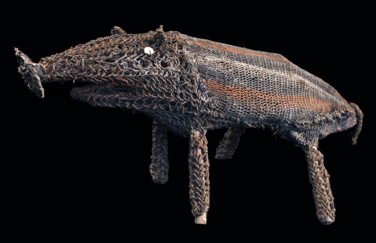 Amulette cochon, Figure De Culte tressée, Art Tribal, Papouasie Nouvelle Guinée, Océanie, 63 cm