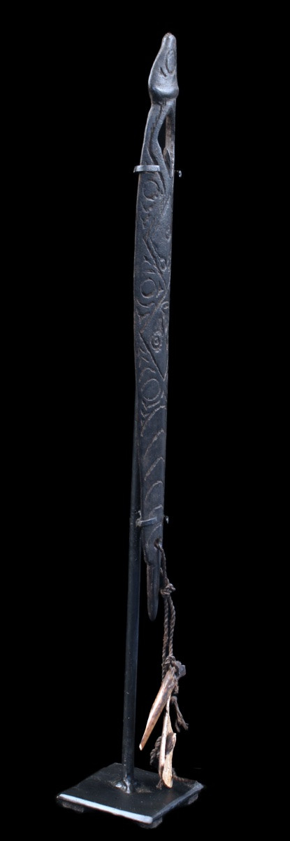 Rhombe, instrument traditionnel, Océanie, art océanien, art tribal, art du pacifique, 29 cm-photo-1