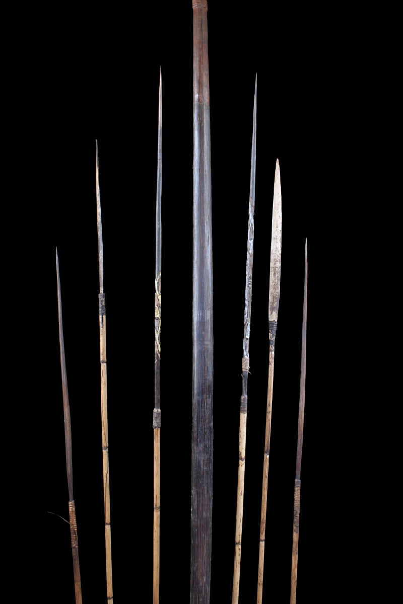 Bow And 6 Arrows, Weapons, Tribal Art, Oceanic Art, Papua New Guinea, Approx. 192 Cm-photo-3