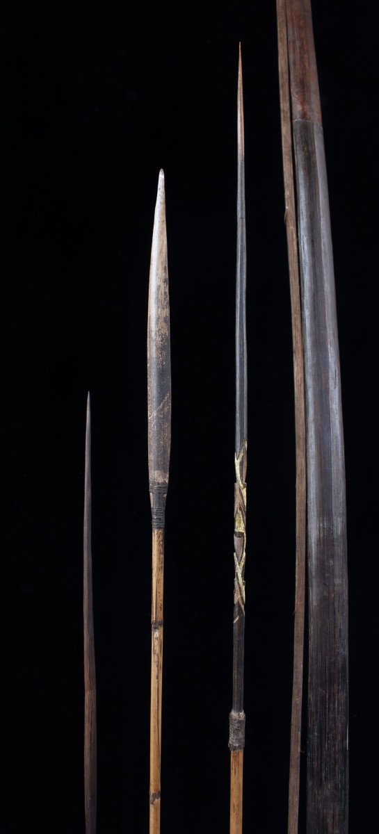 Bow And 6 Arrows, Weapons, Tribal Art, Oceanic Art, Papua New Guinea, Approx. 192 Cm-photo-1