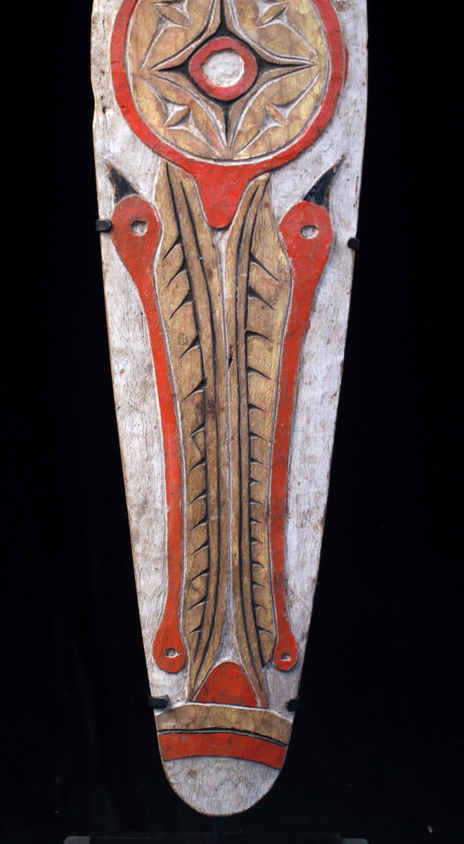 Ceremonial Shield, Oceanic Art, Tribal Art, Primitive Art, Oceania, Sculpture, 130 X 24 Cm-photo-4