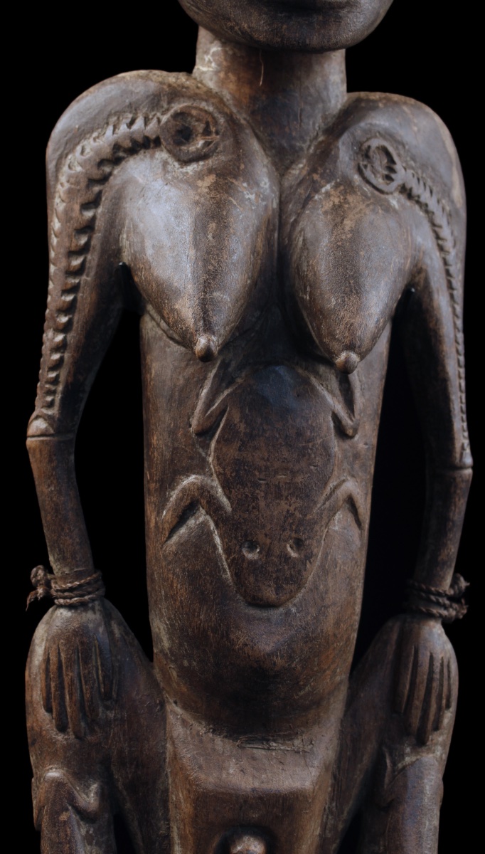 Hanging Hook, Tribal Art, Oceanic Art, Wood Carving, Ancestor Figure, Approx. 67 Cm-photo-3