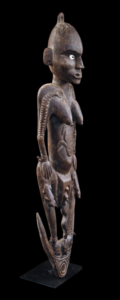 Hanging Hook, Tribal Art, Oceanic Art, Wood Carving, Ancestor Figure, Approx. 67 Cm-photo-2