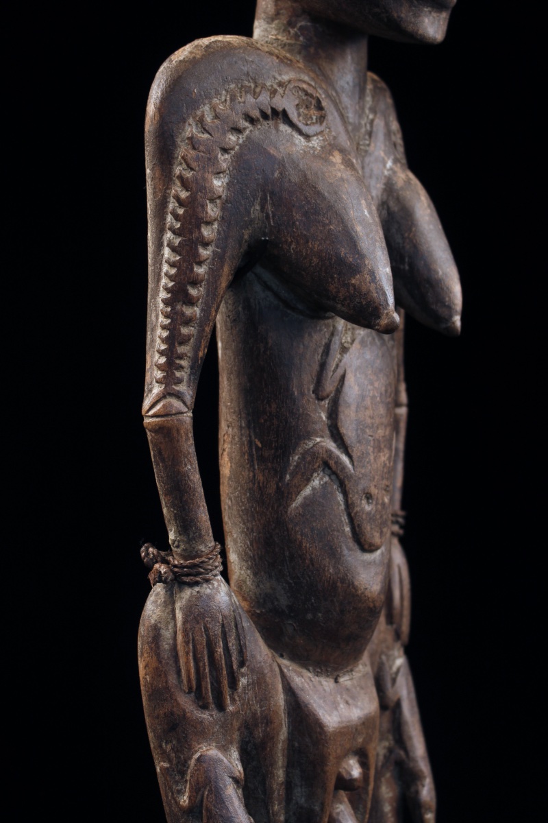 Hanging Hook, Tribal Art, Oceanic Art, Wood Carving, Ancestor Figure, Approx. 67 Cm-photo-3