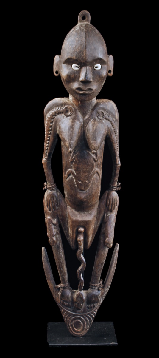 Hanging Hook, Tribal Art, Oceanic Art, Wood Carving, Ancestor Figure, Approx. 67 Cm
