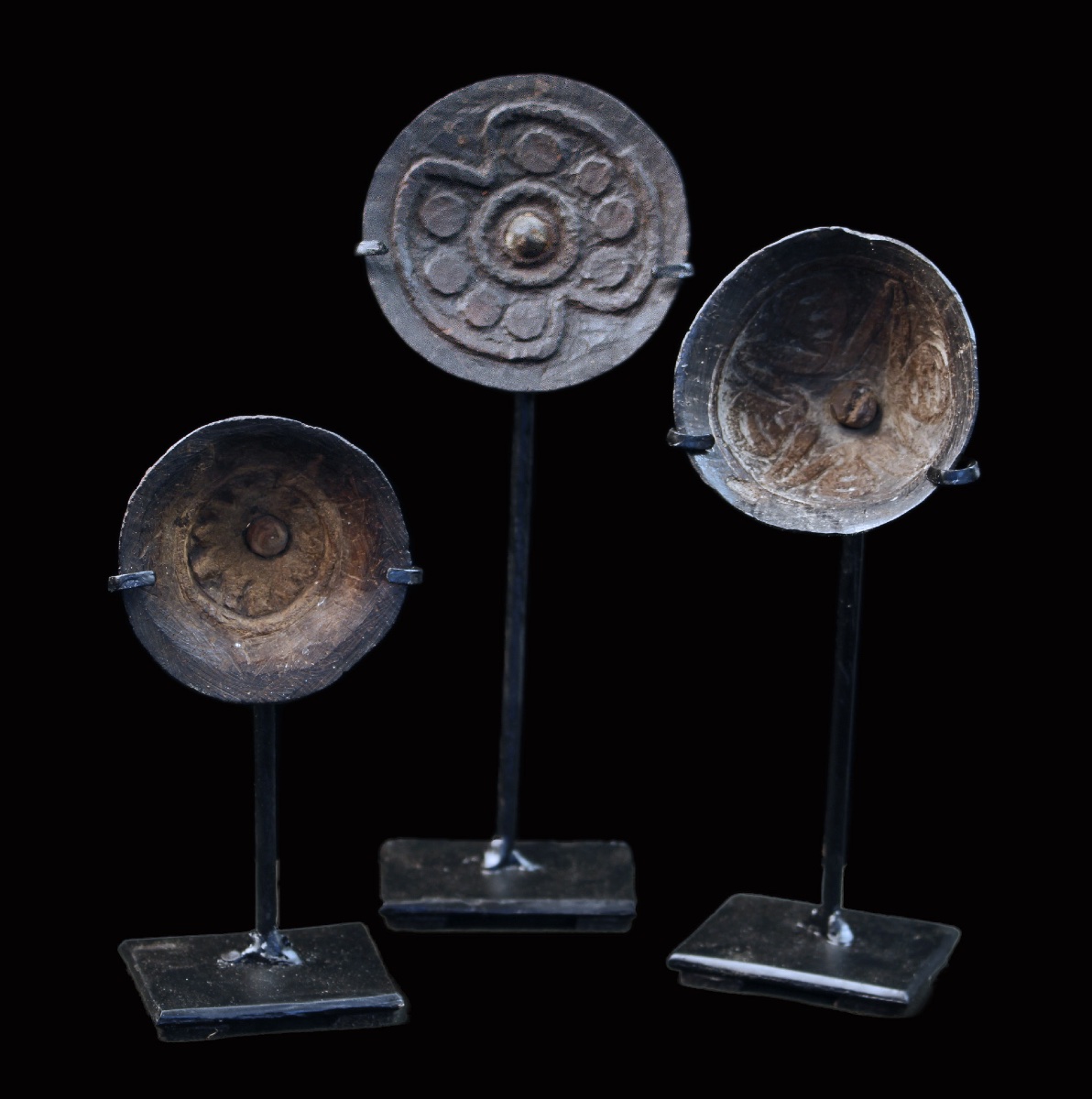 Set Of 3 Ritual Spinning Tops, Oceanic Art, Tribal Art, Oceania, Papua New Guinea