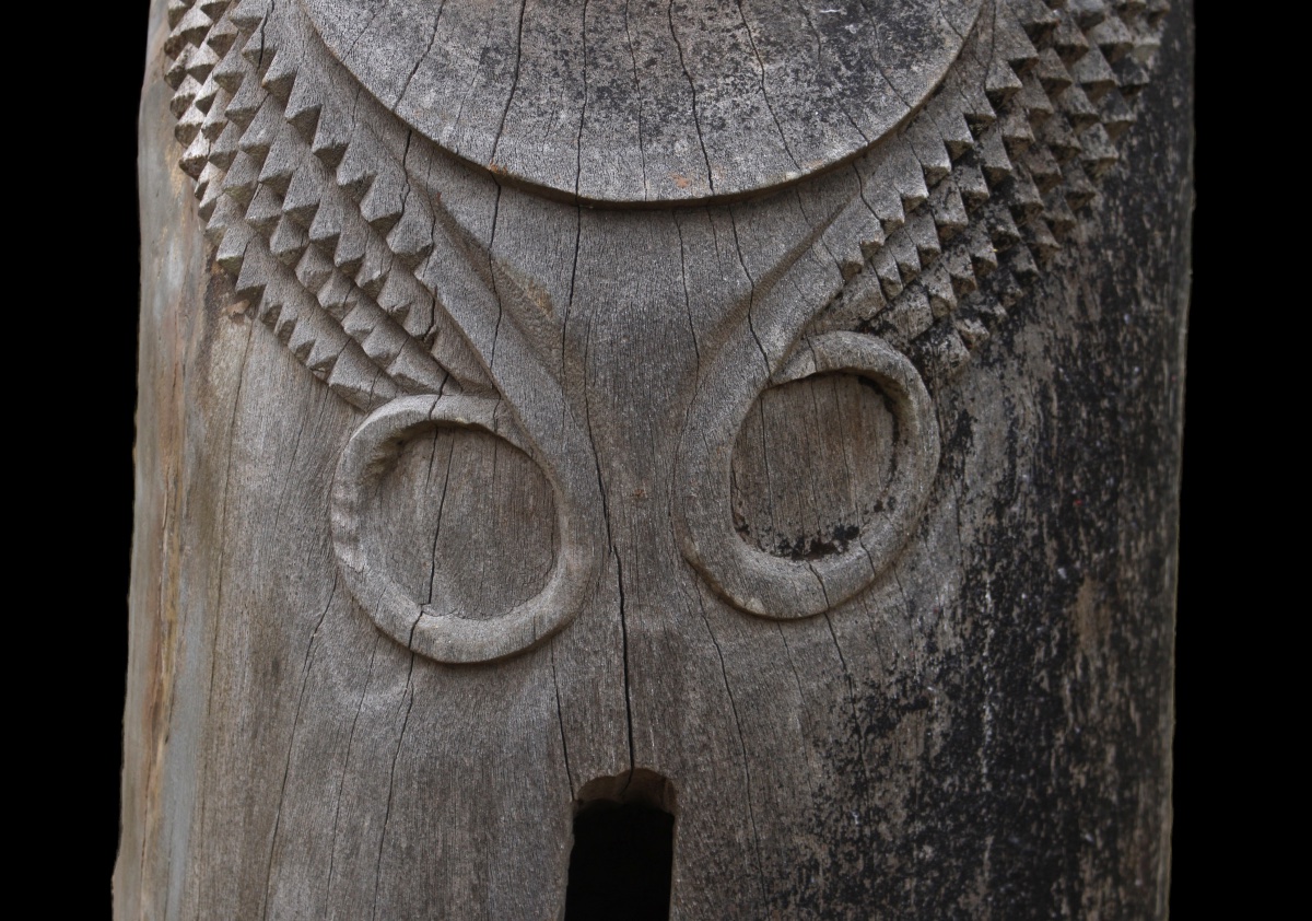 Monumentale tête de tambour à fente, Vanuatu, Tambour d'Ambrym, Art Océanien, Totem, 195 cm-photo-3