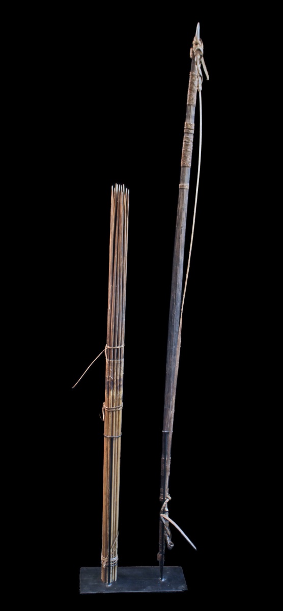 Bow And Arrows, Tribal Art, Oceanic Art, Traditional Bow, Papua New Guinea, 175 Cm-photo-7