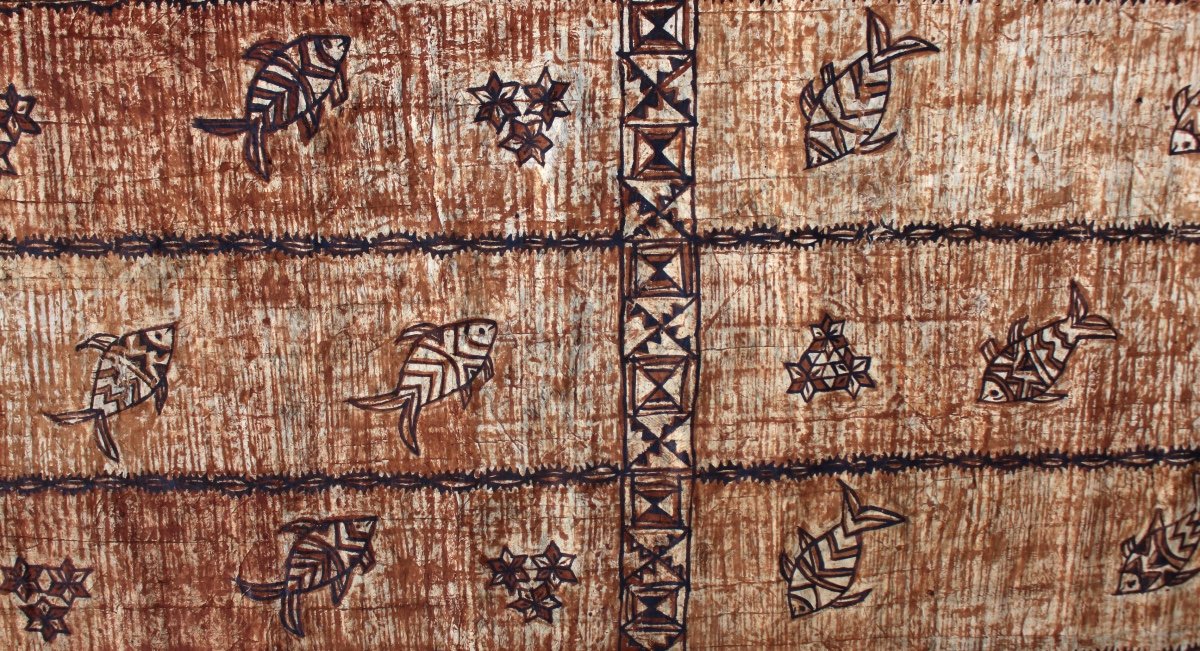Tapa, Painted Bark, Oceanic Art, Tribal Art, Primitive Art, Tonga, Oceania-photo-2