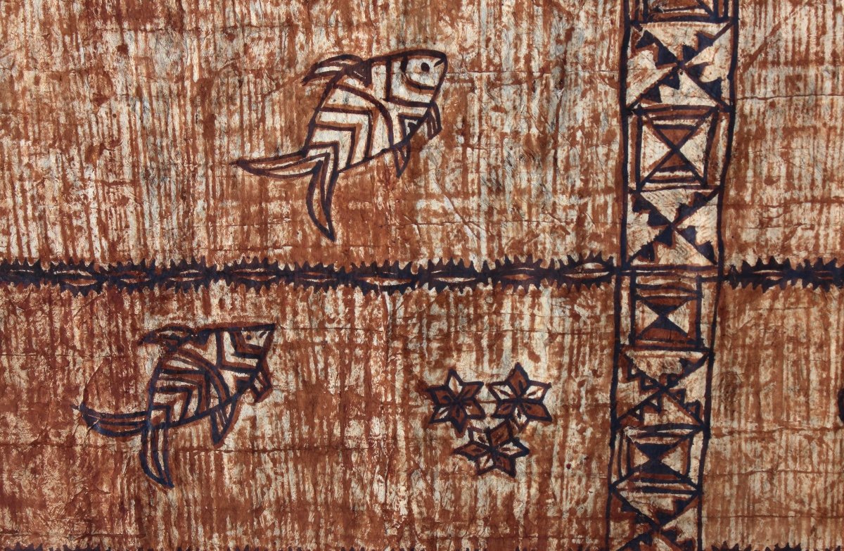 Tapa, Painted Bark, Oceanic Art, Tribal Art, Primitive Art, Tonga, Oceania-photo-1