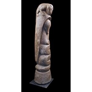 House Post, Totem, Tribal Art, Oceanic Art, Papua New Guinea, Oceania, 142 Cm.