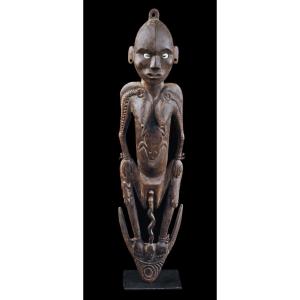Hanging Hook, Tribal Art, Oceanic Art, Wood Carving, Ancestor Figure, Approx. 67 Cm