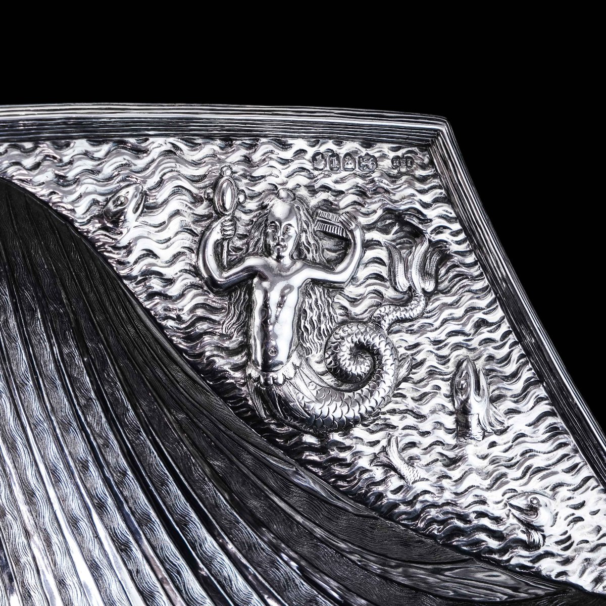 Ancien Bol /Bassin Argent Massif Victorien Forme de Coquille (40 cm+) - Hunt & Roskell 1846-photo-2
