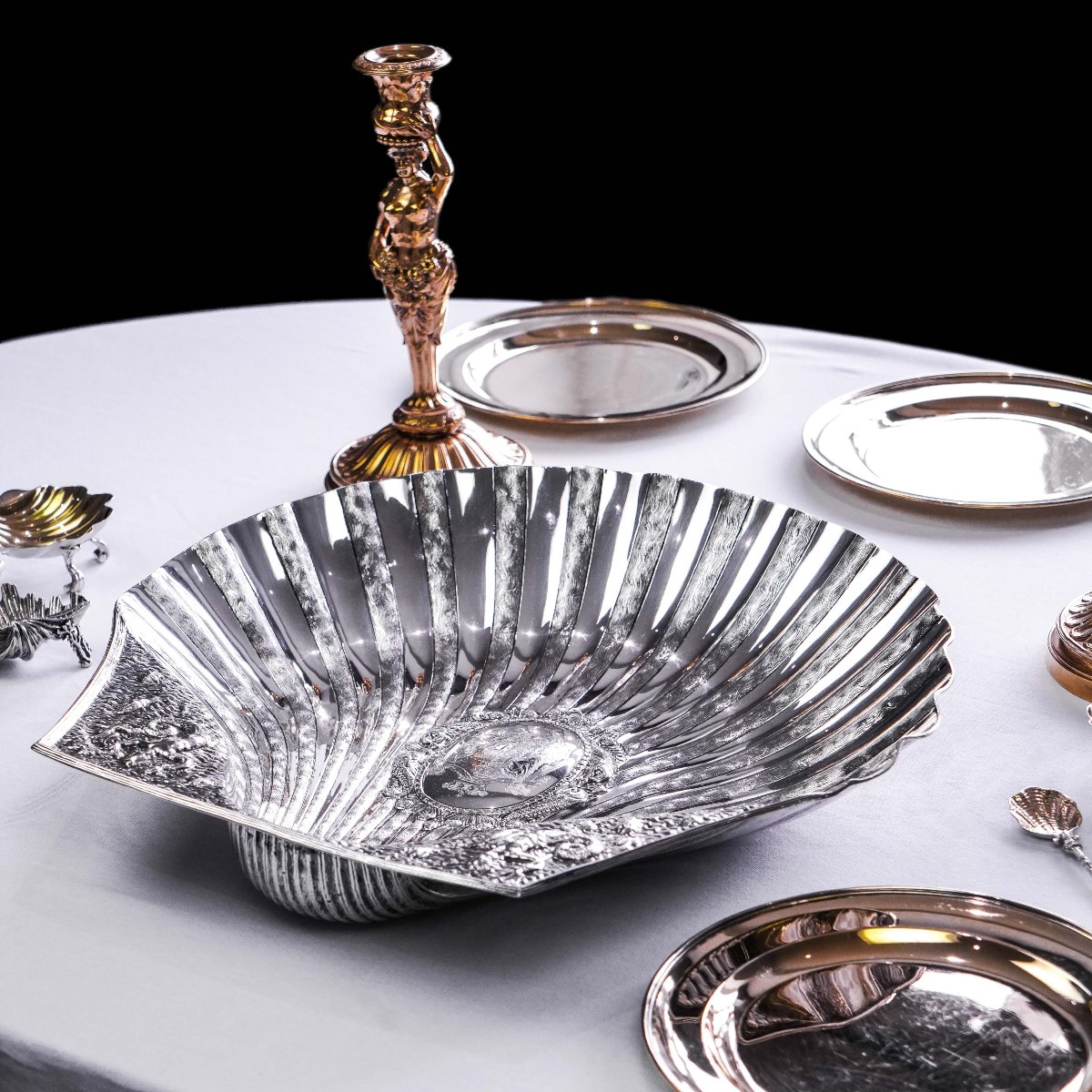 Ancien Bol /Bassin Argent Massif Victorien Forme de Coquille (40 cm+) - Hunt & Roskell 1846-photo-8
