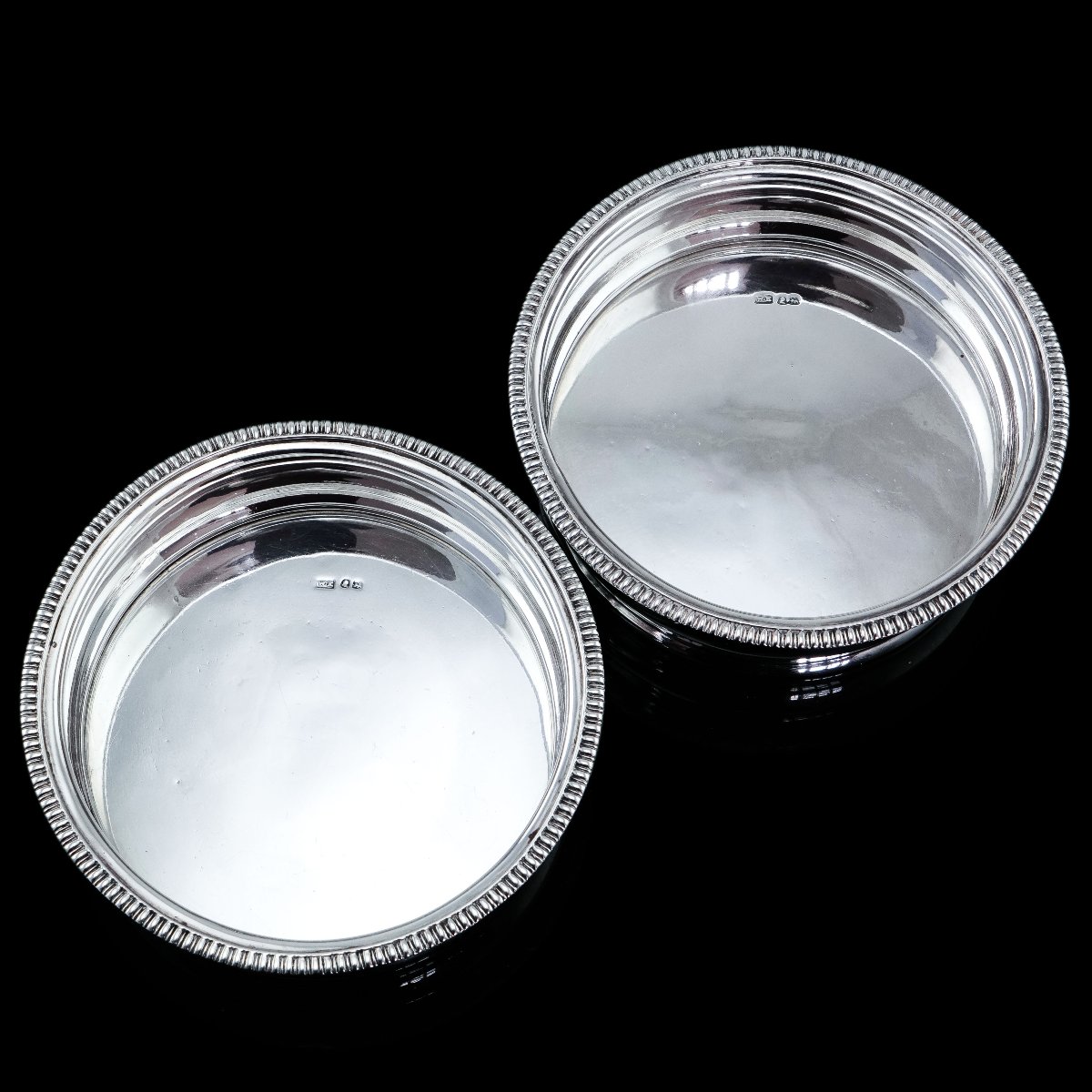 Sous-Verres en Argent Massif de l'Époque Géorgienne Régence Base en Argent - William Eaton 1815-photo-2