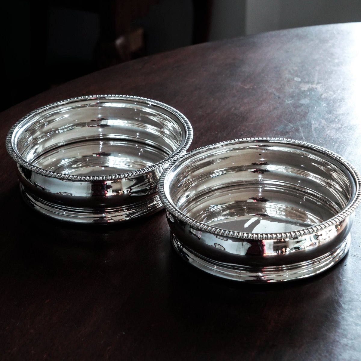 Sous-Verres en Argent Massif de l'Époque Géorgienne Régence Base en Argent - William Eaton 1815-photo-5