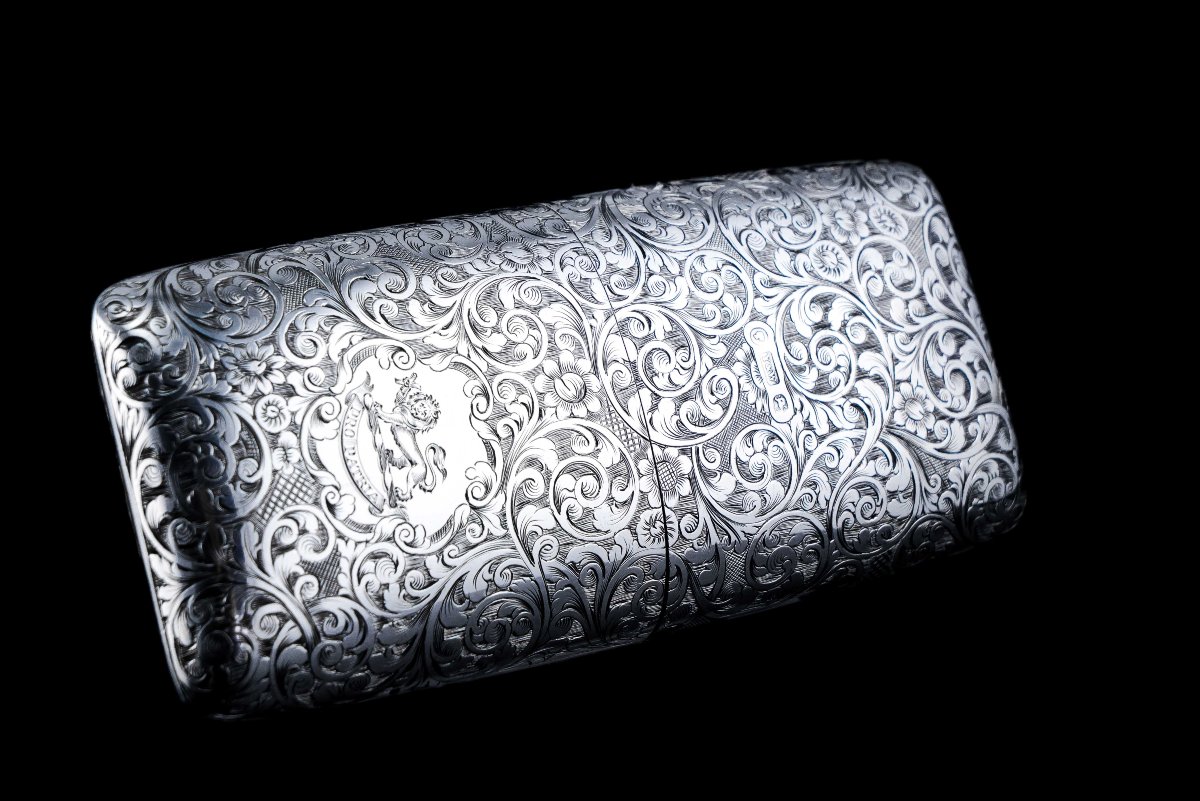 Antique Victorian Solid Sterling Silver Cigar Cheroot Case - Yapp & Woodward 1845-photo-2