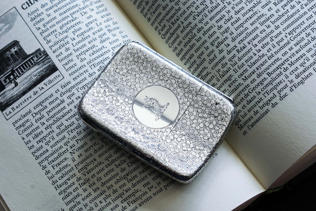 Étui à cigarettes ancien de l’époque victorienne argent massif - Birmingham, 1886-photo-4