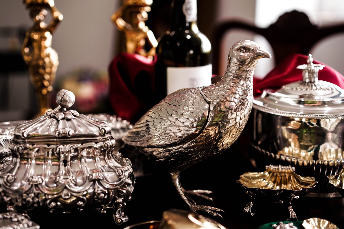 Grande boîte ancienne en argent massif en forme de perdrix/lagopède —  édouardienne, 1910-photo-8