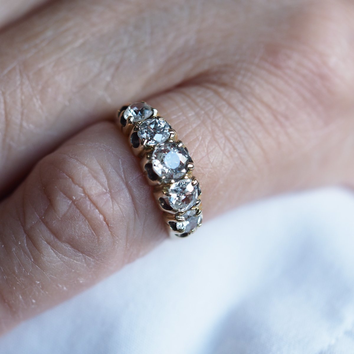 Bague ancienne victorienne à 5 diamants en or 18 carats, vers 1890-photo-4