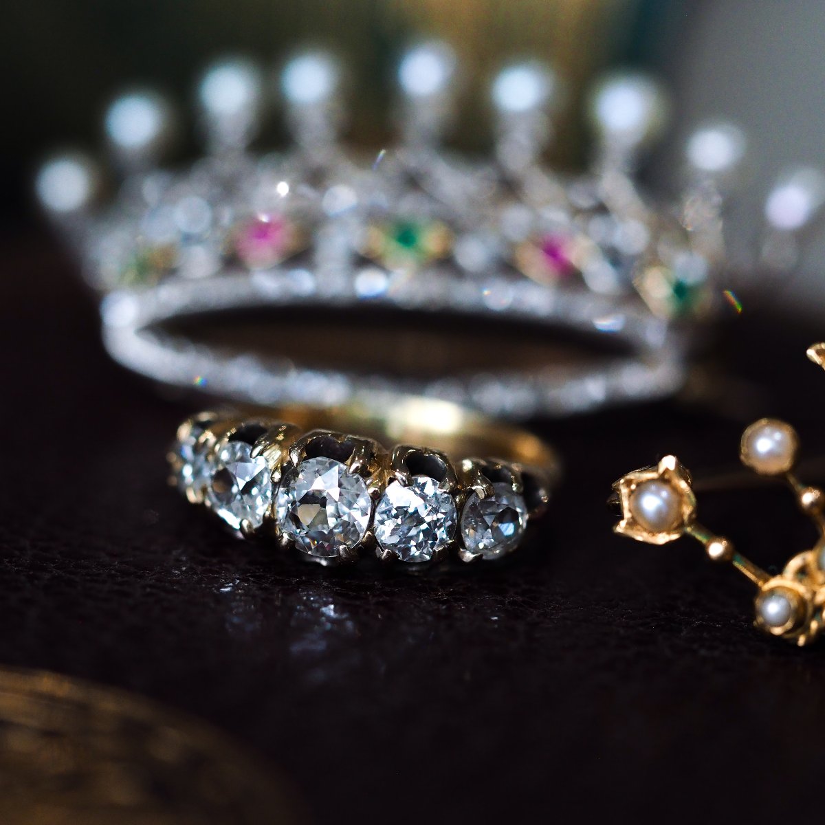 Bague ancienne victorienne à 5 diamants en or 18 carats, vers 1890-photo-4