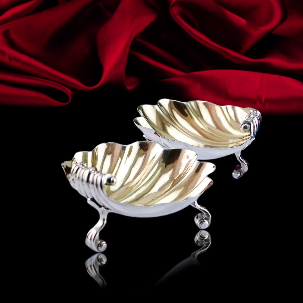 Antique Georgian Solid Silver Scallop Shell Salts/butter Dishes Rococo - Edward Farrell 1830-photo-2