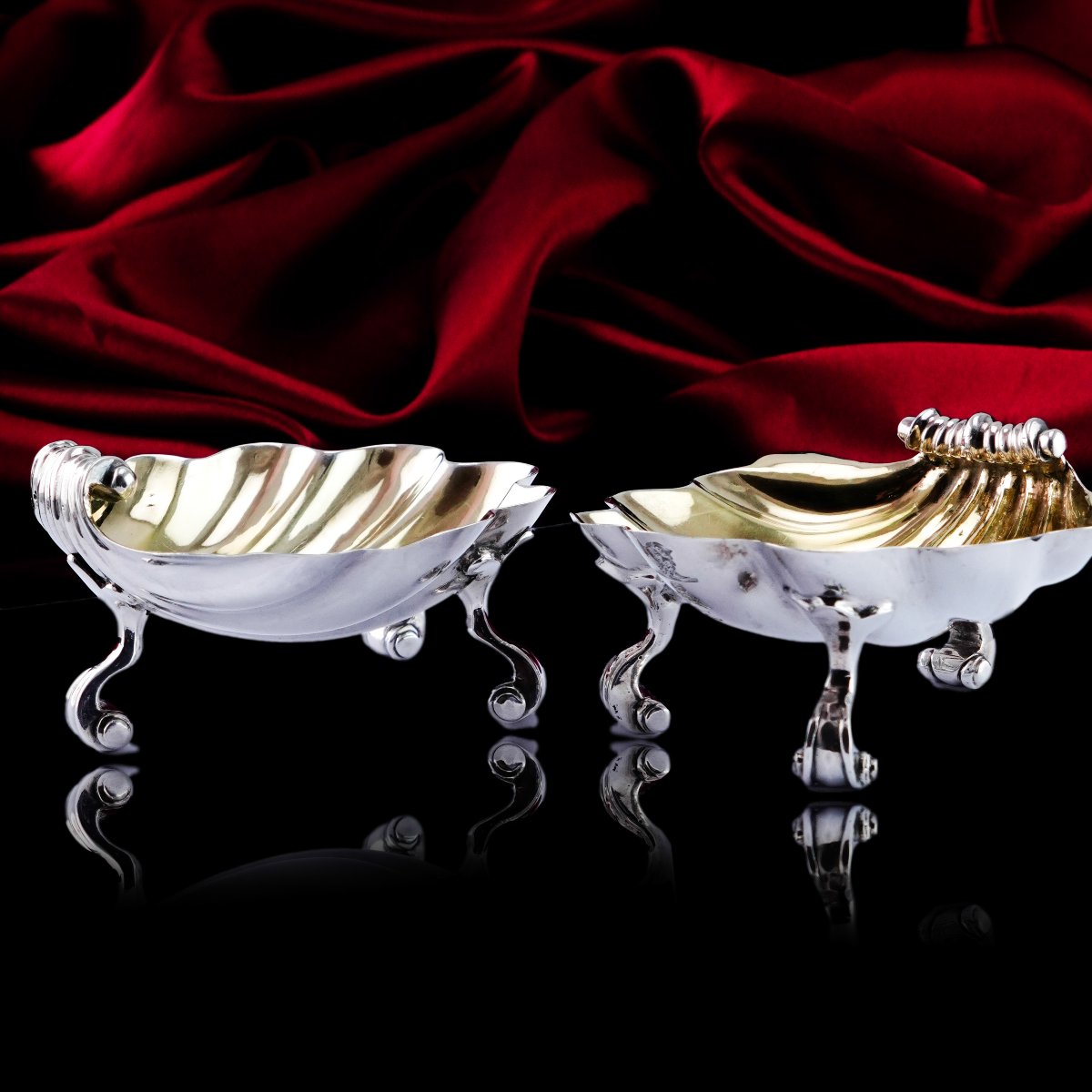 Antique Georgian Solid Silver Scallop Shell Salts/butter Dishes Rococo - Edward Farrell 1830-photo-1