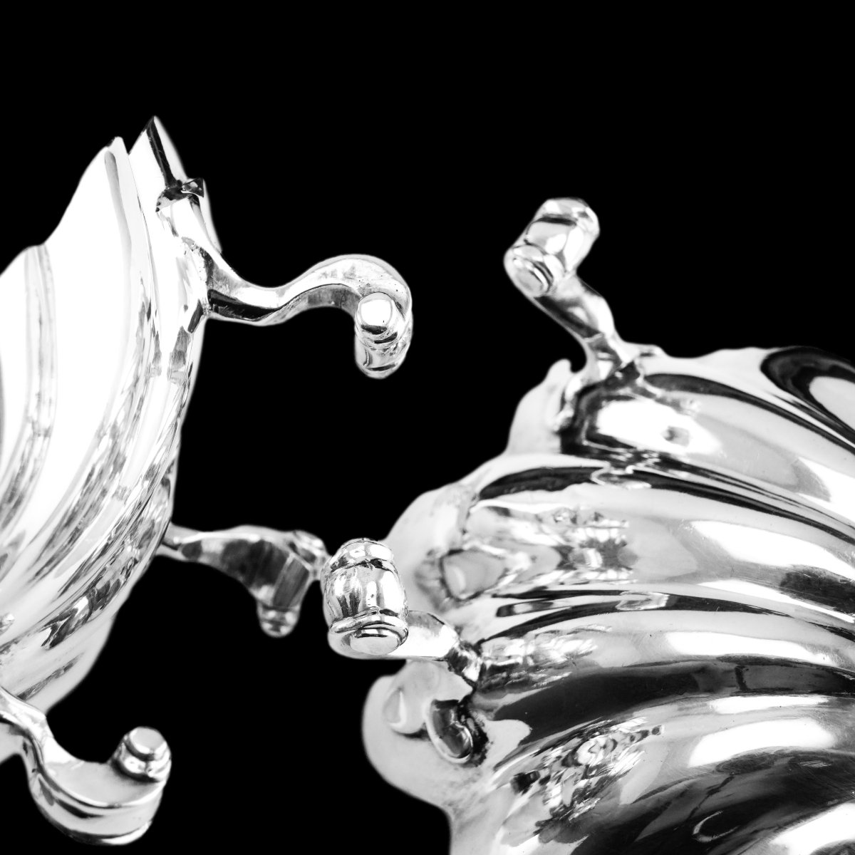 Antique Georgian Solid Silver Scallop Shell Salts/butter Dishes Rococo - Edward Farrell 1830-photo-4