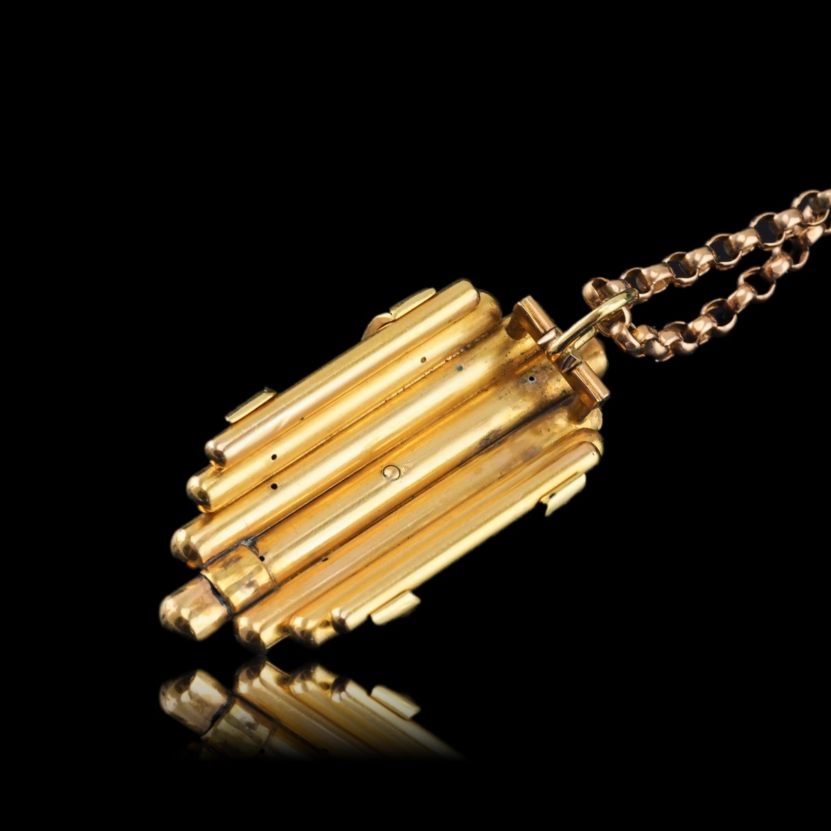 Pendentif ancien victorien en or 18K , serti d’un diamant taille rose et d’émail bleu – 1880-photo-8