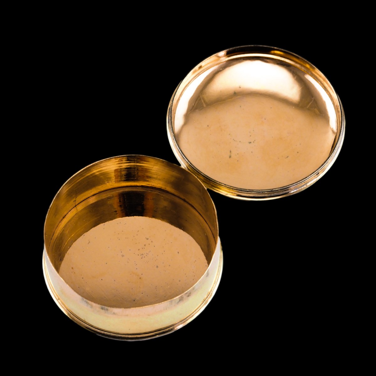 Antique Solid Silver Gilt Circular Tobacco Snuff Box - 18th Century-photo-4