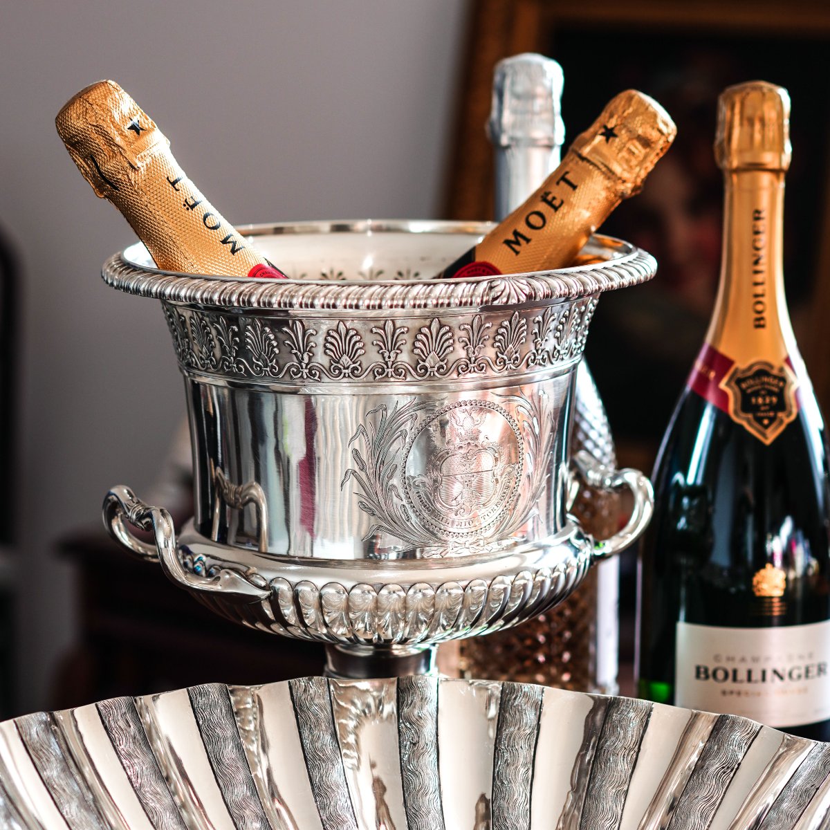 Coupe rafraîchissoir à vin ancienne en argent géorgien, Régence – Paul Storr Londres, 1810-photo-7
