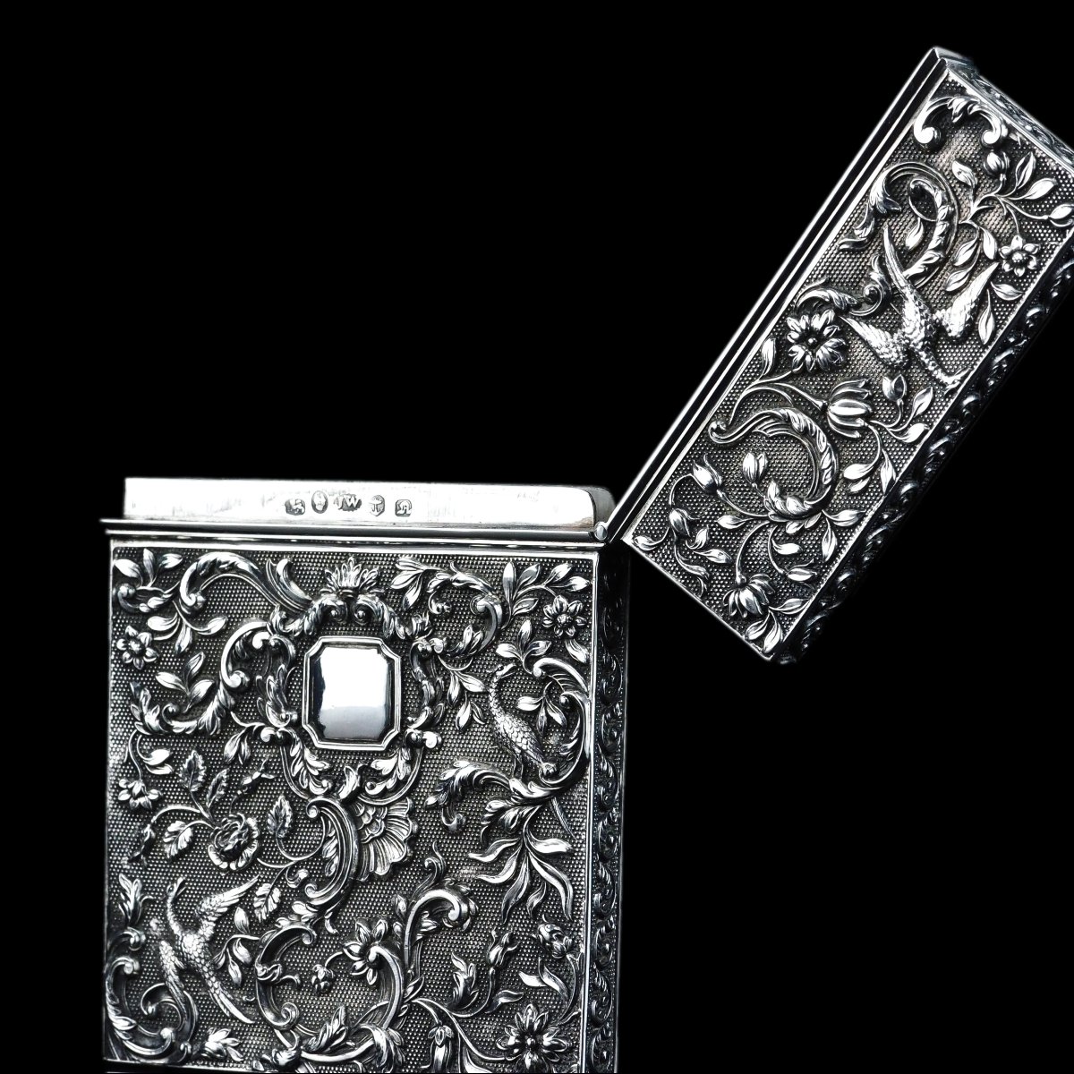 Antique Georgian Solid Silver Card Case With Gorgeous Decorations - Joseph Willmore 1836-photo-6