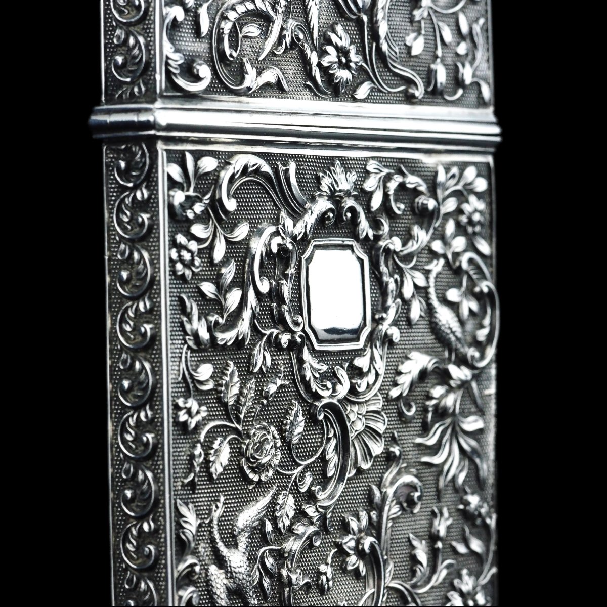 Antique Georgian Solid Silver Card Case With Gorgeous Decorations - Joseph Willmore 1836-photo-7