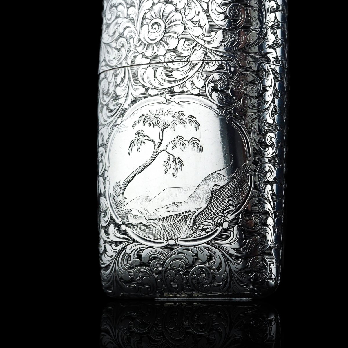 Antique Victorian Silver Cigar/cheroot Case Profusely Engraved - Nathaniel Mills 1840-photo-2