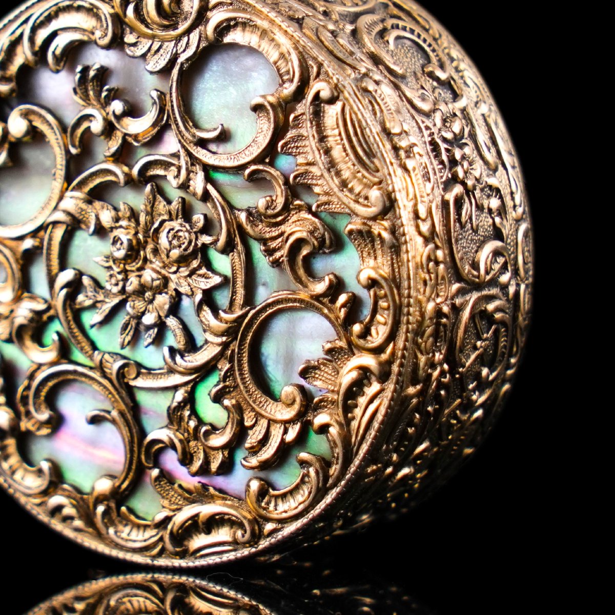 Antique Silver Gilt Pill/snuff Box With Mother Of Pearl - 19th C.-photo-2