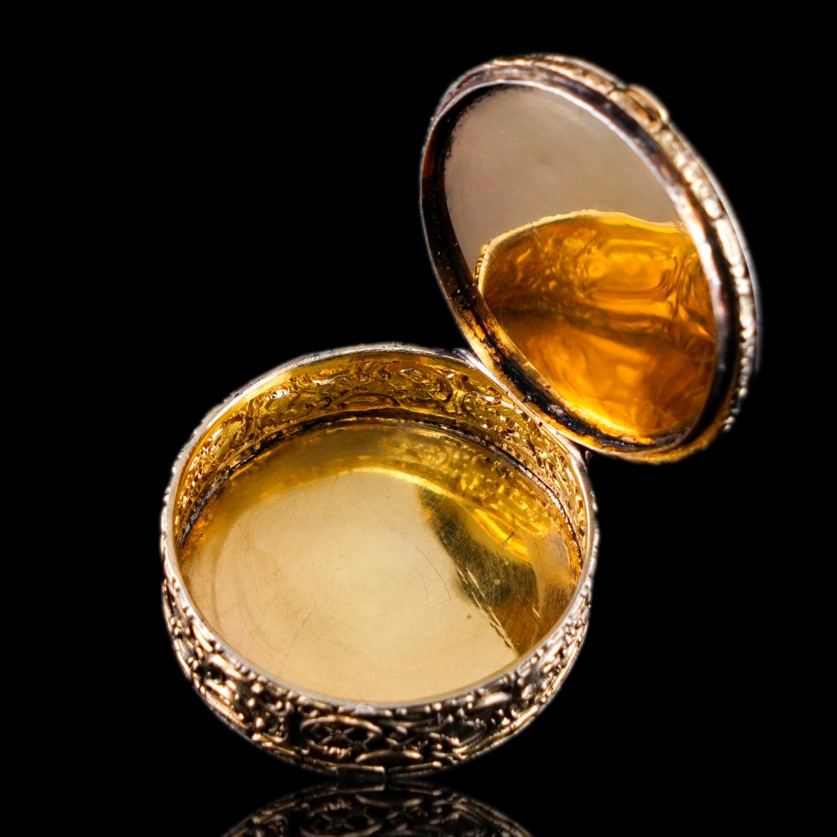 Antique Silver Gilt Pill/snuff Box With Mother Of Pearl - 19th C.-photo-4