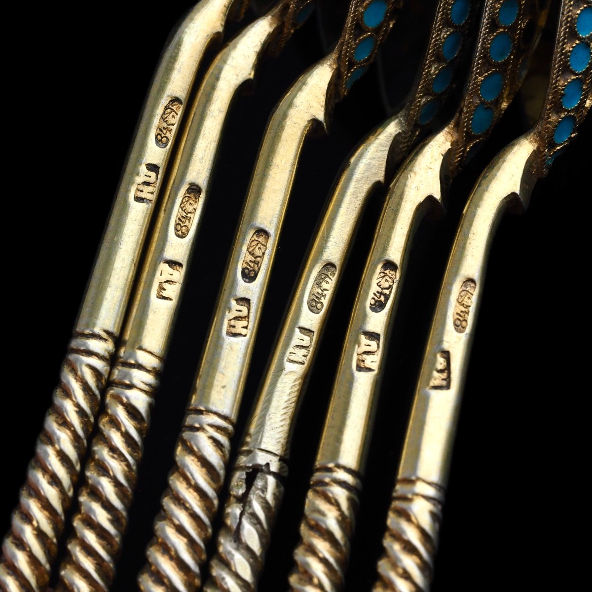 6 cuillères anciennes russes en argent et émail cloisonné – Dmitri Nikolaïevitch vers 1900-photo-2