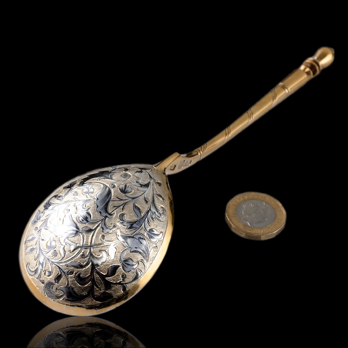Grande cuillère ancienne russe en argent niellé – Moscou, vers 1848-photo-3