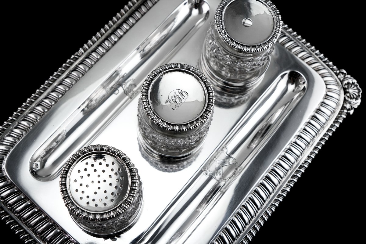 A Magnificent Large (1kg+) Antique Georgian Solid Silver Inkstand Regency Design - London 1813-photo-4