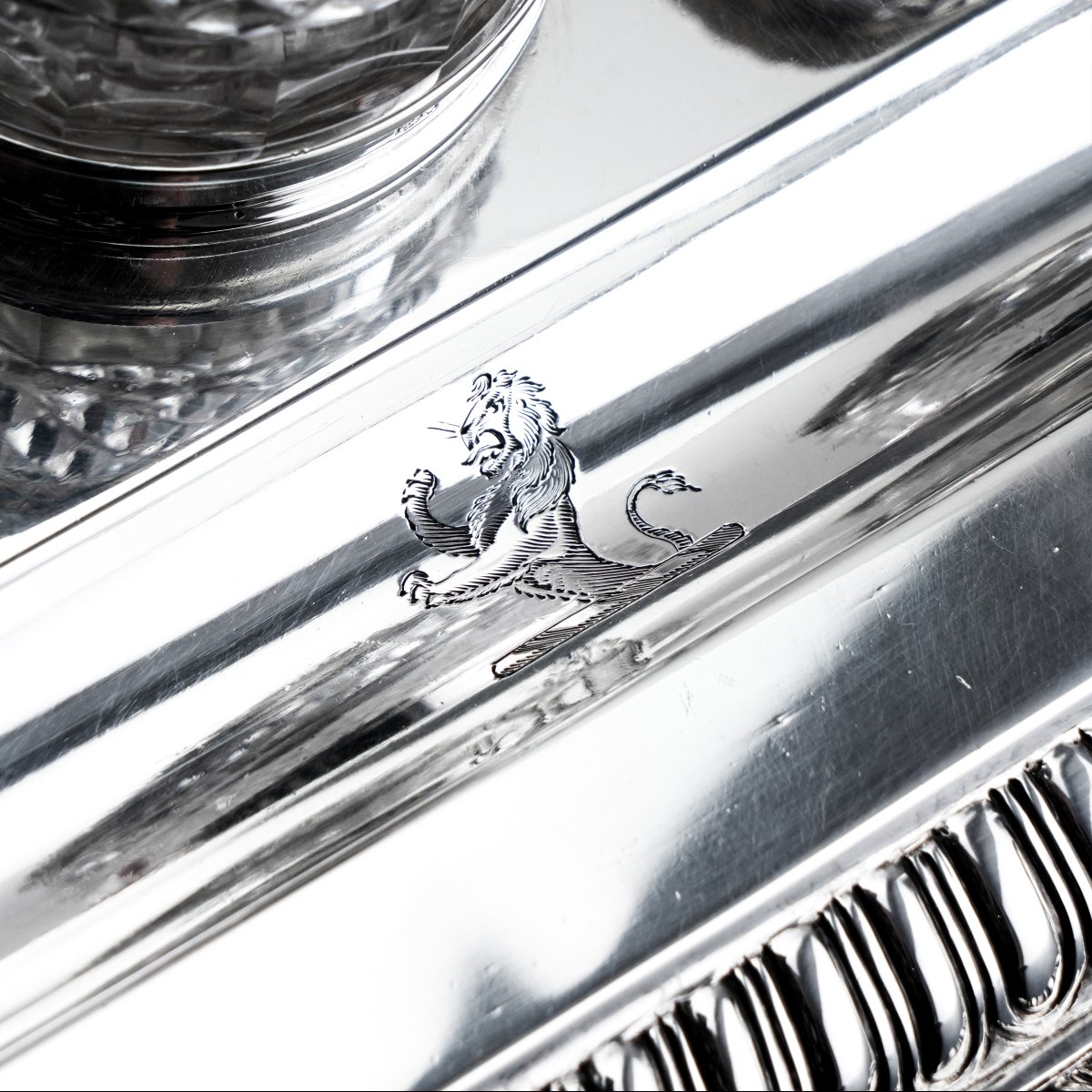 A Magnificent Large (1kg+) Antique Georgian Solid Silver Inkstand Regency Design - London 1813-photo-2