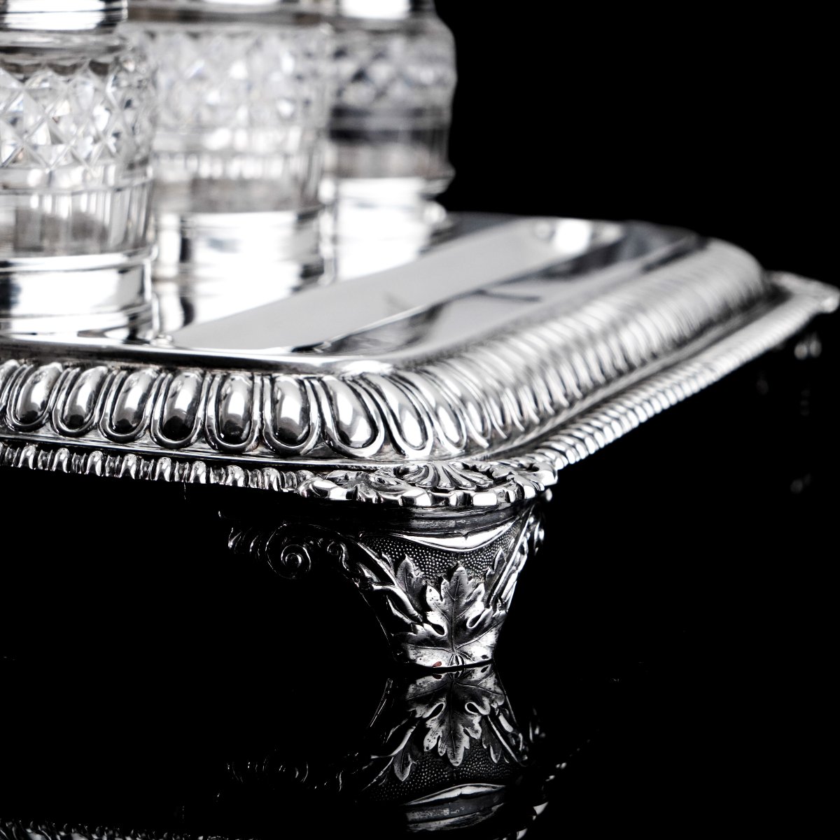 A Magnificent Large (1kg+) Antique Georgian Solid Silver Inkstand Regency Design - London 1813-photo-3